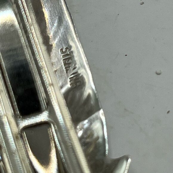 Vintage Navajo sterling, feather hair clip - Picture 2 of 7